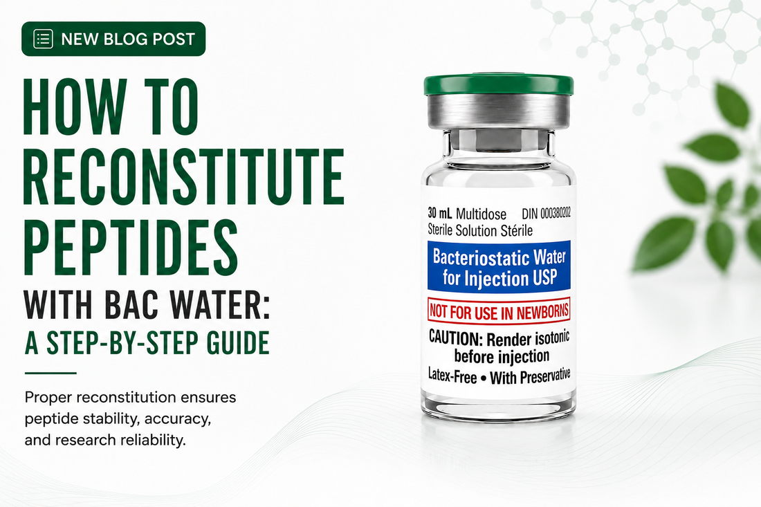 research peptide reconstitution with bacteriostatic water - sterile vial preparation for laboratory research use.