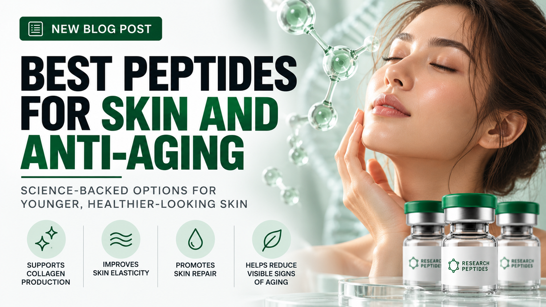 Best peptides for skin and anti-aging research — mechanism comparison of GHK-Cu, Glow Stack, MOTS-c, NAD+, and Tesamorelin for Canadian laboratories.