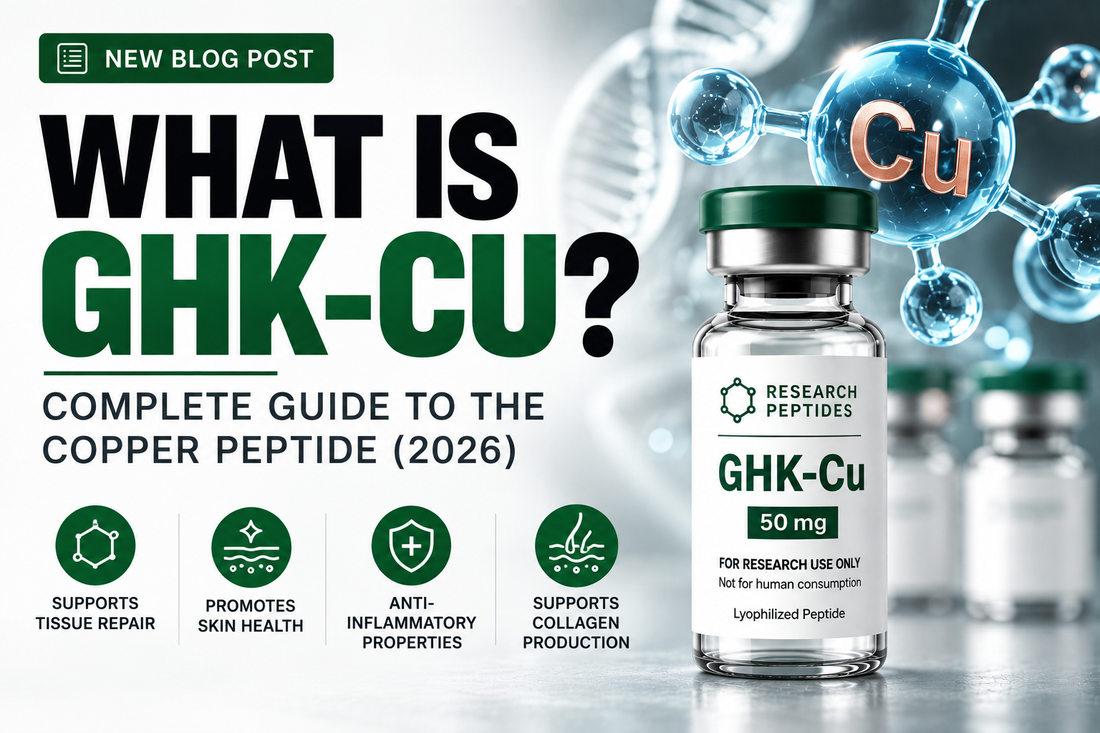 What is GHK-Cu — copper tripeptide molecular structure showing glycyl-histidyl-lysine copper complex for skin and gene expression research.