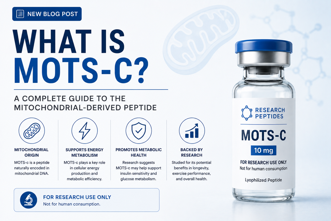 What is MOTS-c — 16-amino-acid mitochondrial-derived peptide encoded in 12S rRNA region for AMPK signaling and metabolic research.
