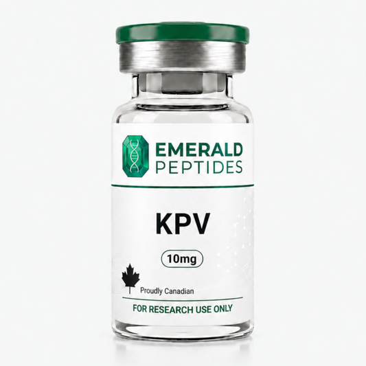 KPV 10mg research peptide vial — anti-inflammatory tripeptide C-terminal fragment of alpha-MSH for Canadian laboratory research.